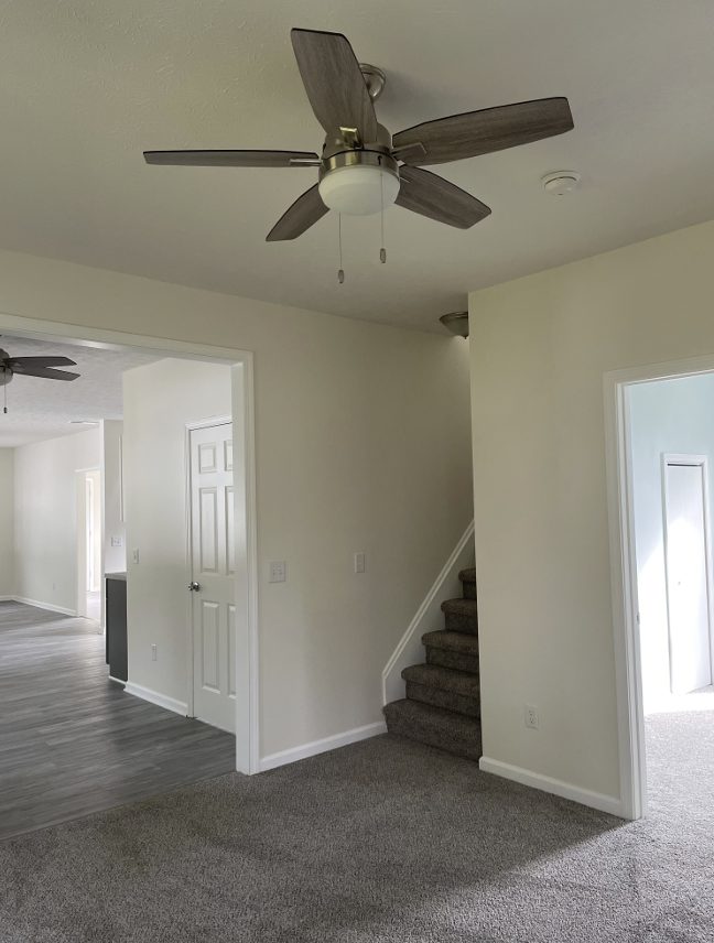 Restored living space with new flooring
