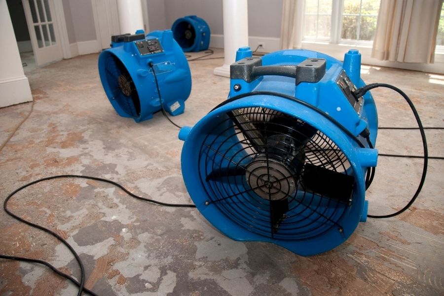 Strategic drying equipment setup for water damage restoration