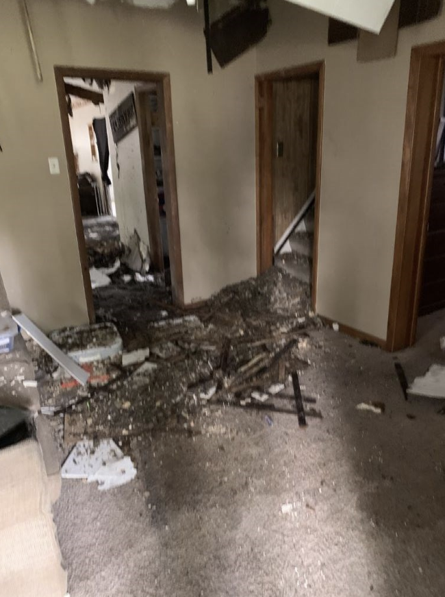 Severe smoke and water damage in home