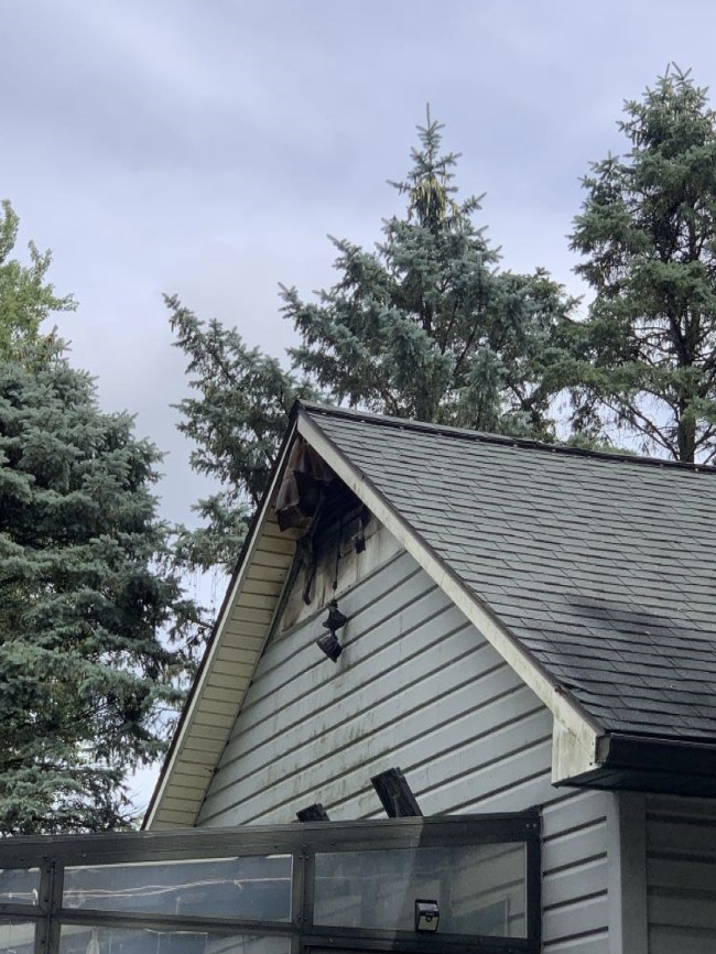 Fire damage to ceiling and kitchen area